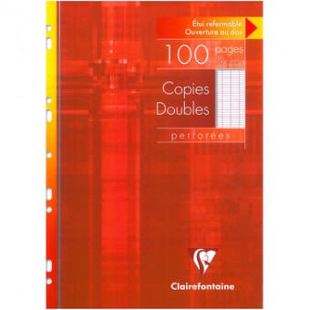 Copies doubles perforées blanche 21x29,7cm 100pages grands carreaux 90g 
